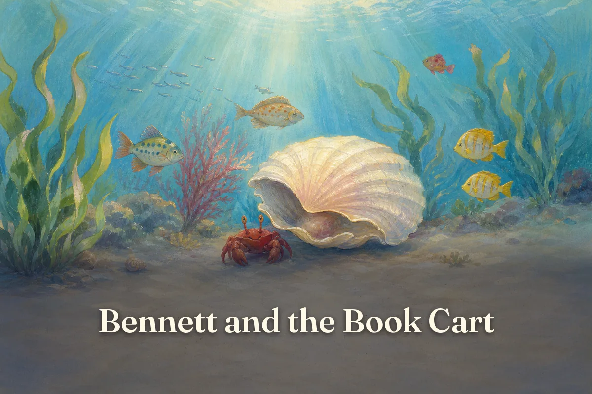 Cover of the children’s story “Bennett and the Book Cart”