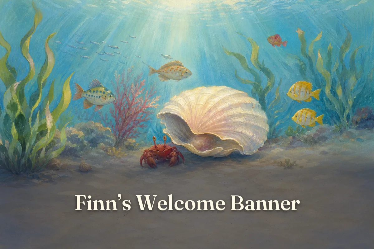 Cover of the children’s story “Finn’s Welcome Banner”