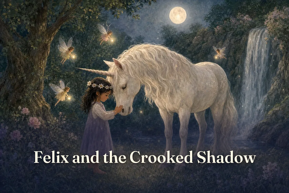 Cover of the children’s story “Felix and the Crooked Shadow”