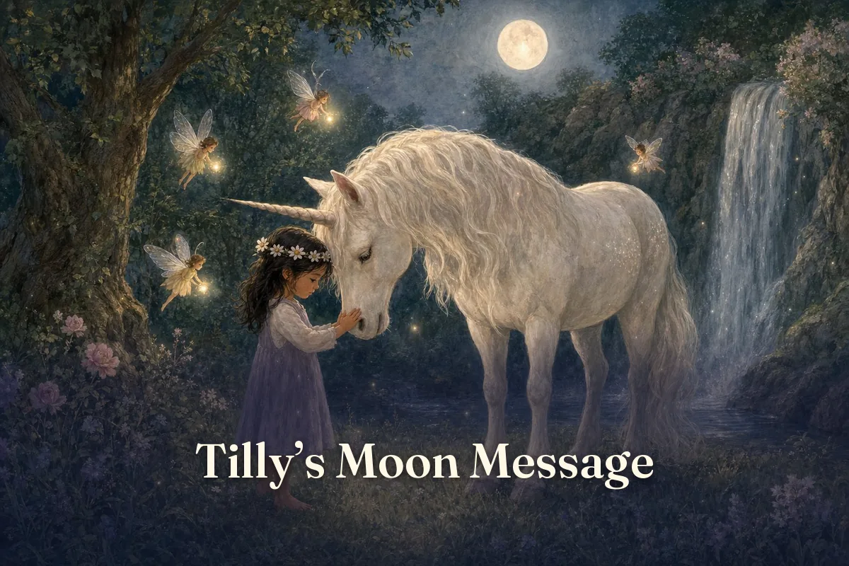 Cover of the children’s story “Tilly’s Moon Message”
