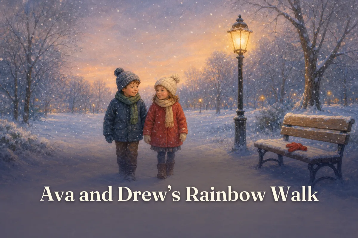 Cover of the children’s story “Ava and Drew’s Rainbow Walk”