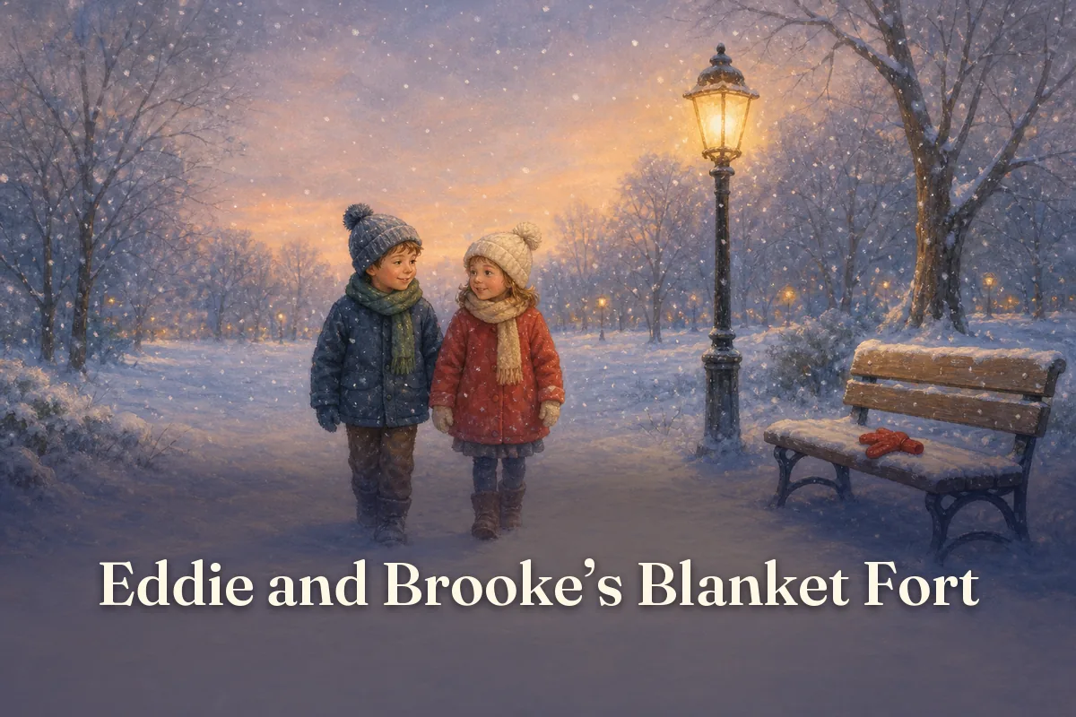 Cover of the children’s story “Eddie and Brooke’s Blanket Fort”