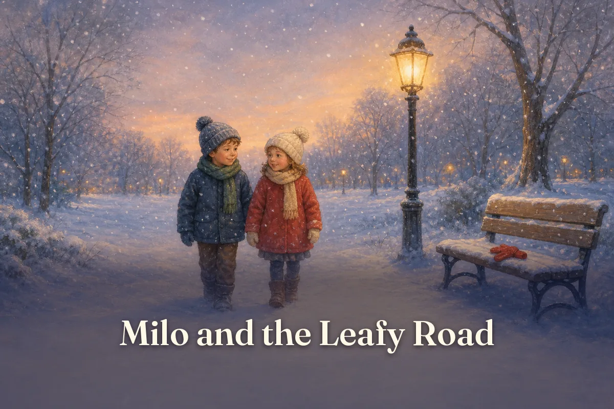 Cover of the children’s story “Milo and the Leafy Road”