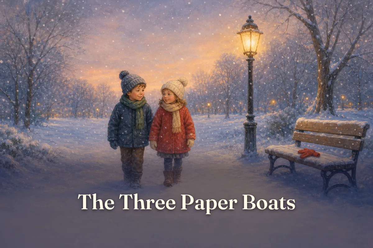 Cover of the children’s story “The Three Paper Boats”