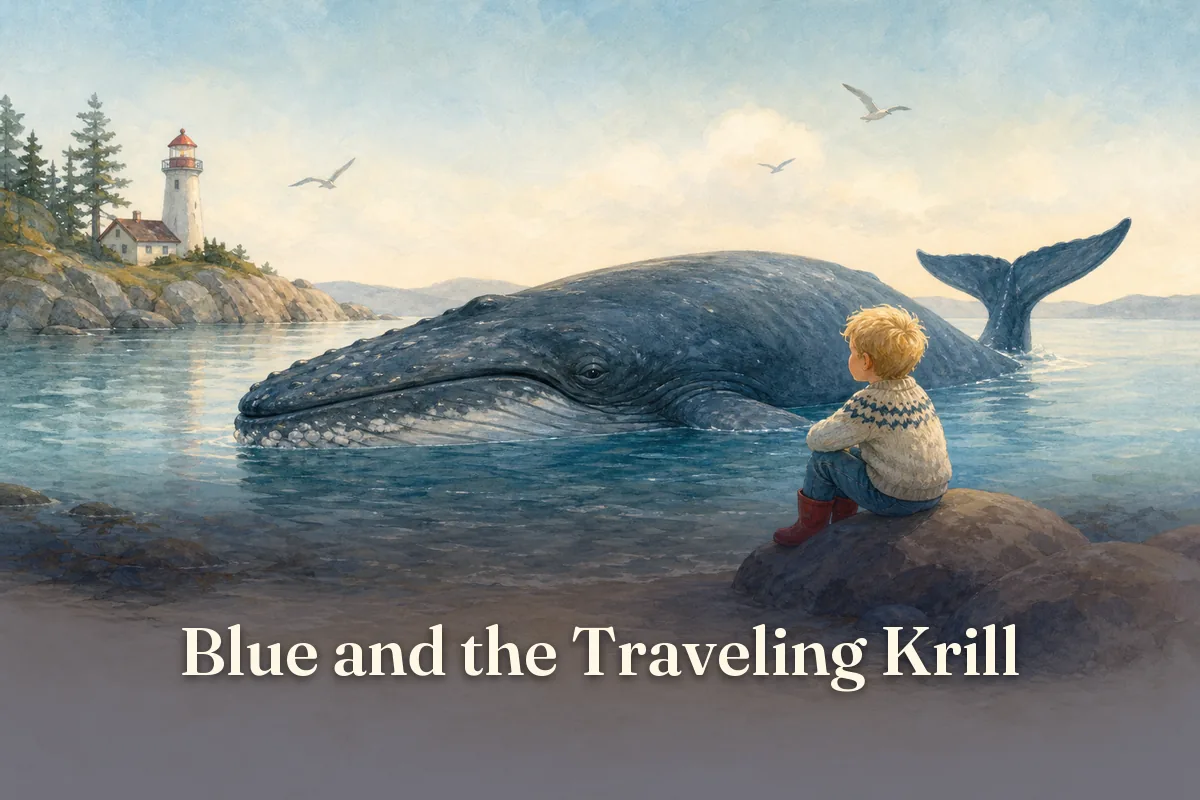 Cover of the children’s story “Blue and the Traveling Krill”